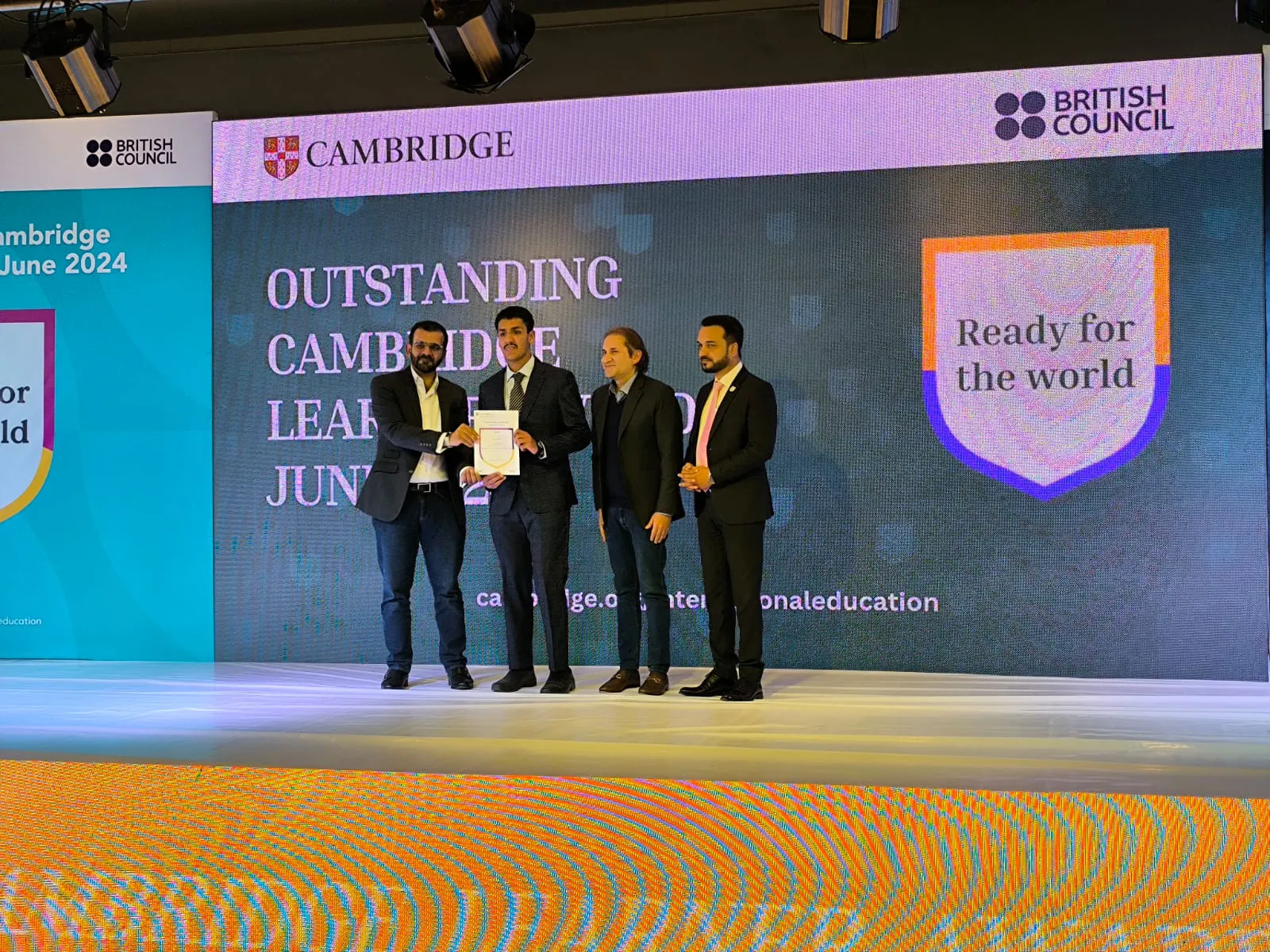 Student receiving award