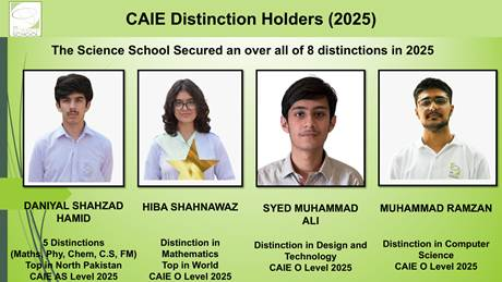 CAIE Distinction Holders 2025 - The Science School secured an overall of 8 distinctions in 2025
